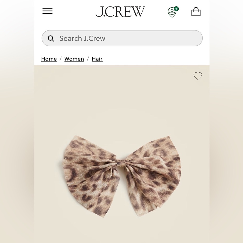 J. Crew Dot Print Sheer Hair Bow Clip Neutral Brown Oversized Statement Barrette